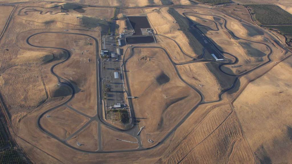 Thunderhill Raceway Park in Willows, California shown from above.
